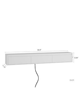 Floating TV Stand with LED Lights & Power Outlet