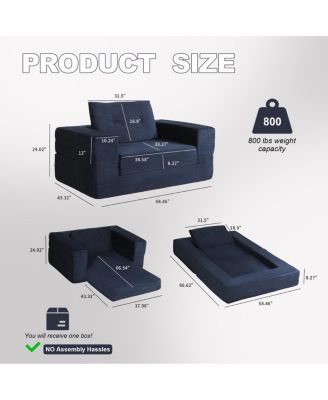 Streamdale Compression Human Dog Sofa Bed for Adult & Pets, Modern Floor Couch w/ Pillow