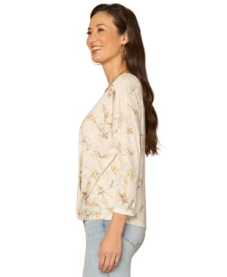 Petite Boat Neck Floral Embroidered Top