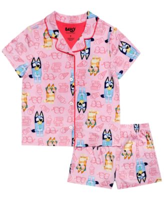 Girls' 4-10 Notch Collar Top and Shorts, 2-Piece Set