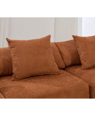 Chenille 5-Seat L-Shaped Modular Sectional Sofa with Ottoman