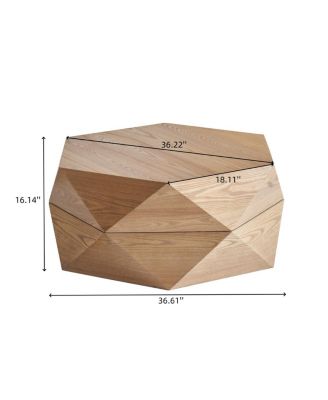 Retro Polygon Flip Top Coffee Table with Hidden Storage.