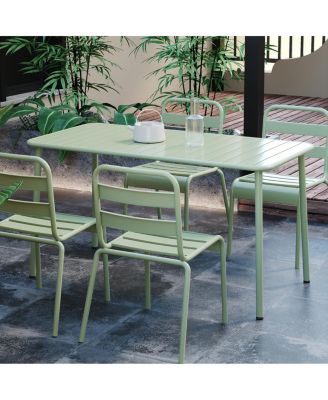Sella long green outdoor dining table for villa, courtyard, balcony, garden