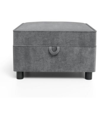 26.4 Inch Storage Ottoman Chenille Foot Stool with Solid Wood Legs Modern Living Room Accent Stool