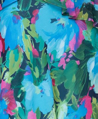 Petite Floral Printed Tiered Ball Gown