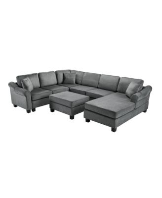 U-Shaped Sectional Sofa with Ottoman