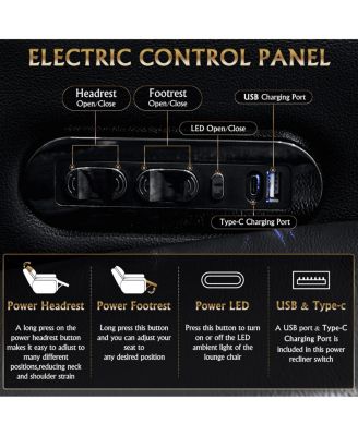 Streamdale 93.3" Power Recliner 3 PC, Top-Grain Nappa, Smart Charging, RGB LED