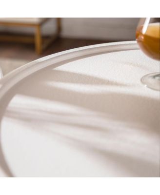 Round Handcrafted Wooden Side Table, Sturdy Pedestal, Living Room Furniture