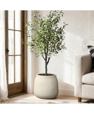 Sahara Stone Planter, 16.1" Round Cement Accent in Desert