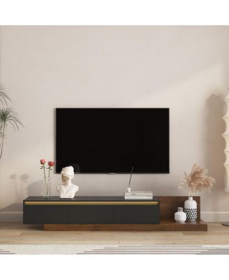 Modern TV Stand with LED Lights & Storage for Living Room