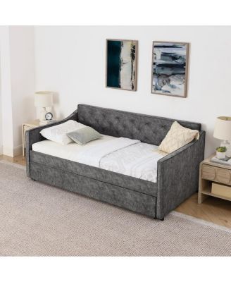 Twin Upholstery DayBed with Pop-up Trundle & USB Charging