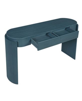 Storage Cabinet Console with Fluted Design, Oval Top and 2 Drawers
