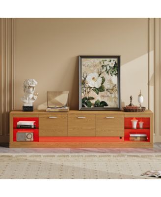 78" Modern TV Stand for 90" TVs, Entertainment Center with 6 Cabinets & 2 Open Shelves