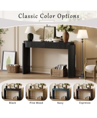 Storage Cabinet Console with Fluted Design, Oval Top and 2 Drawers