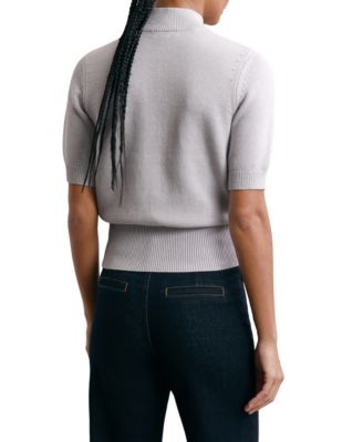 Women's Cotton and Wool Funnel-Neck Knit Top