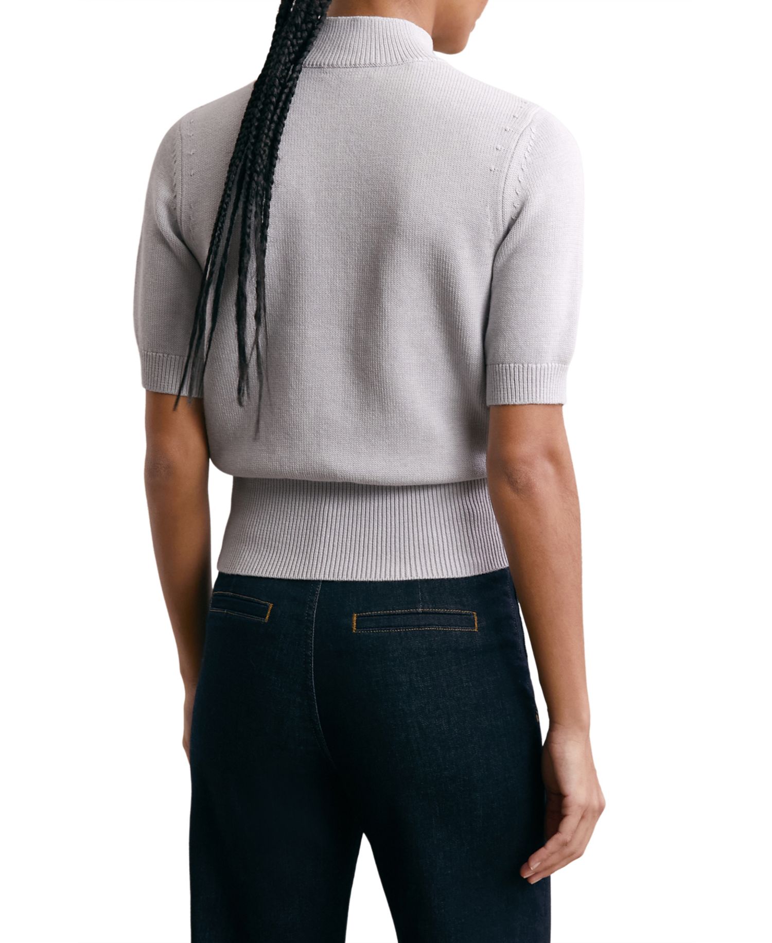 Women's Aria Cotton and Wool Funnel-Neck Knit Top