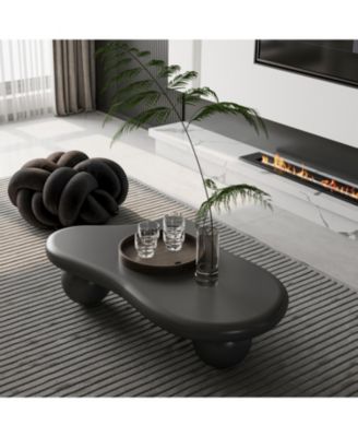47 Inch Cloud Shaped Coffee Table with 3 Ball Legs for Living Room