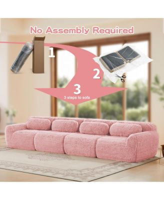 149" Plush Boneless Sofa with Ergonomic Design, Free Combination Buckle