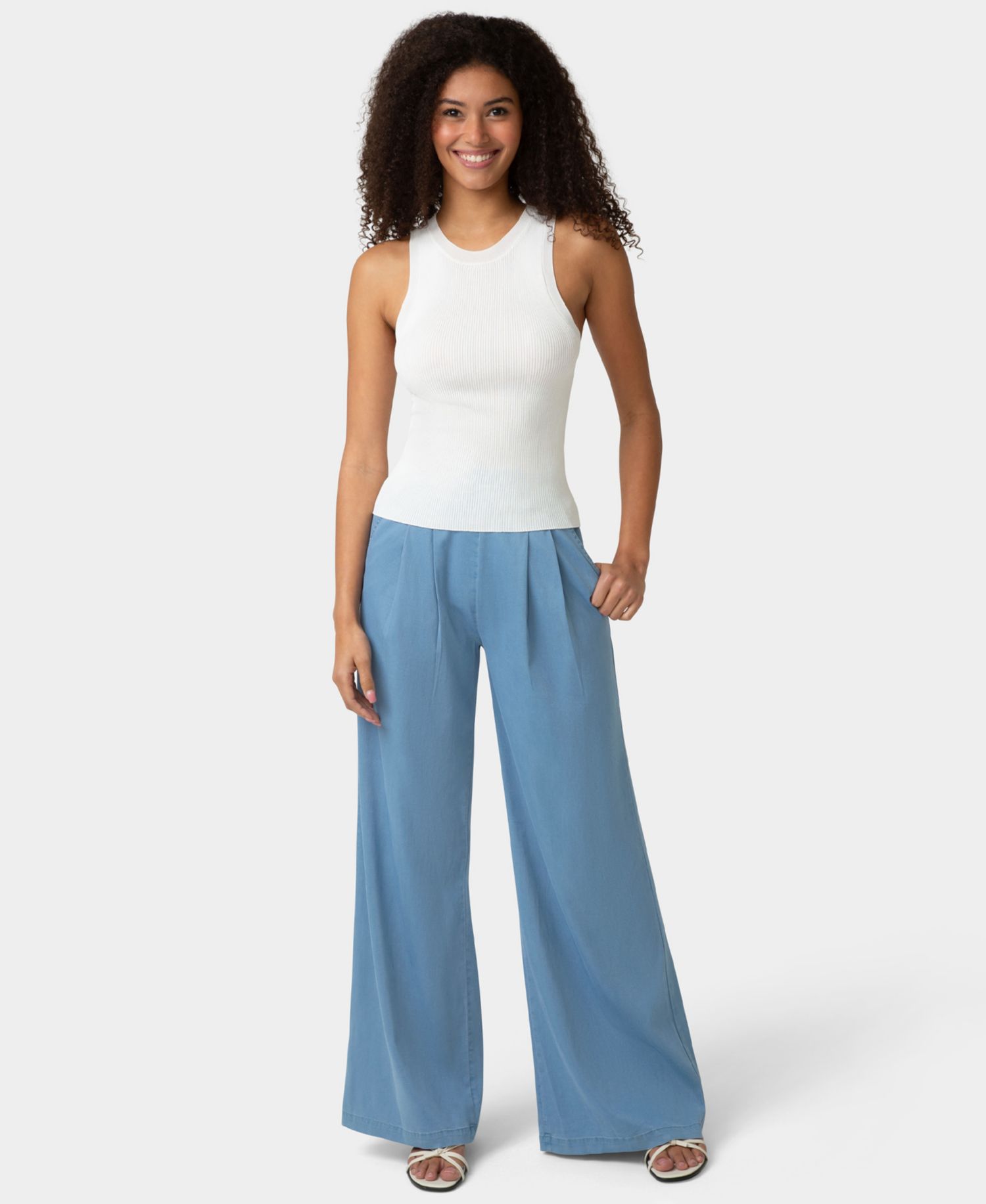 Women's Fluid Denim Palazzo Pant