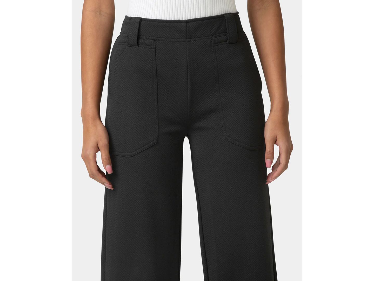 Женские брюки Hue Textured Cropped Wide-Leg Pant, цвет: Чёрный — фото 3
