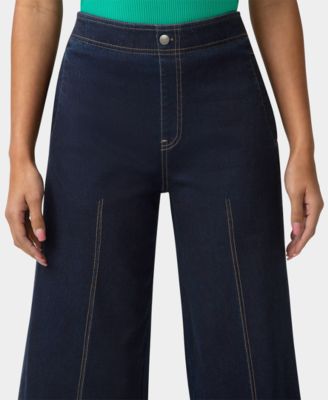 Women's Fine Lines Denim Crop Wide-Leg Sleepwear Pant