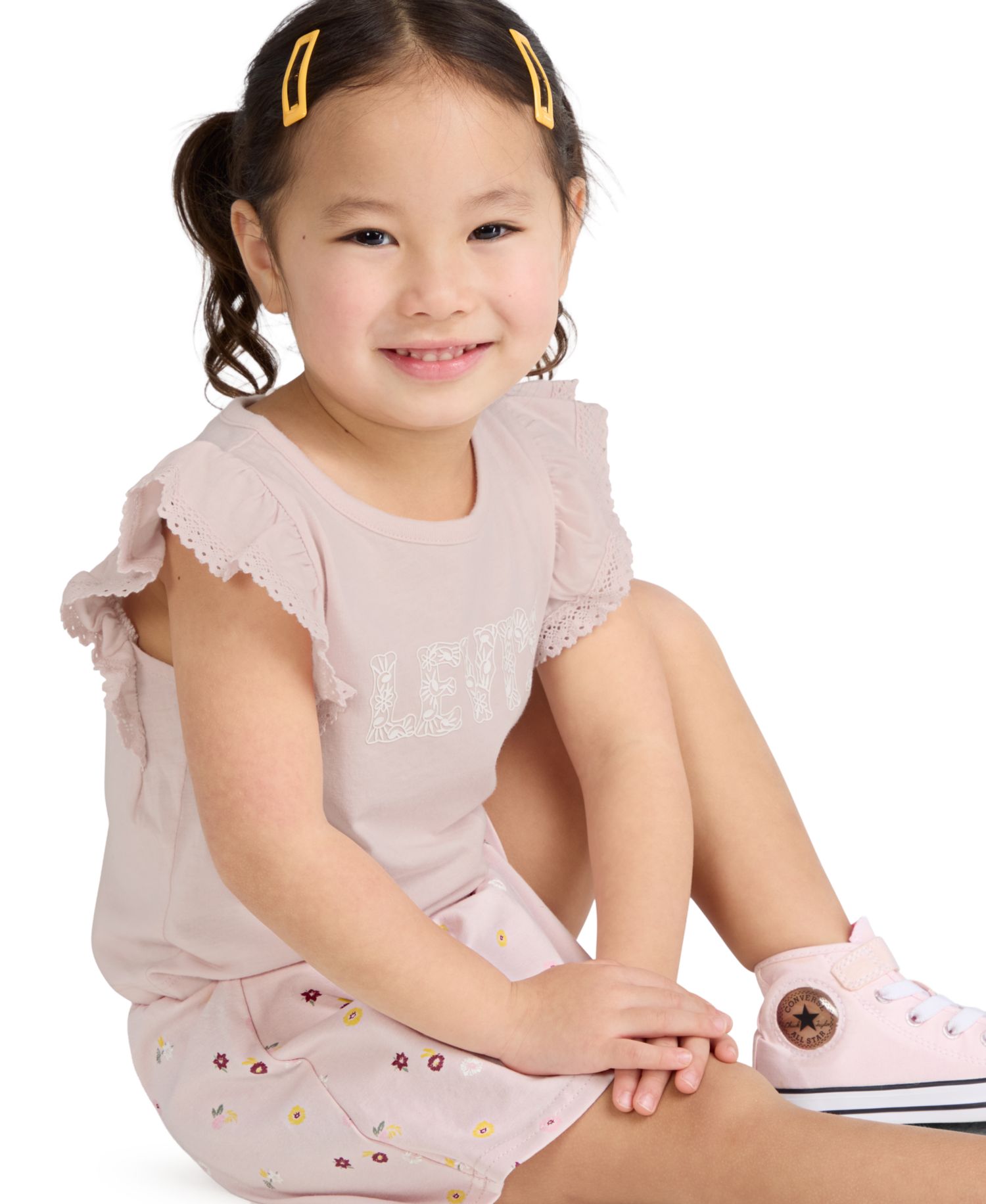 Girls' 2T-6X Knit Top and Ditsy Skort, 2-Piece Set