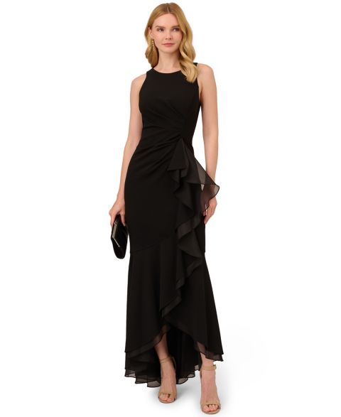 Женские платья Adrianna Papell Organza Crepe High-Low Gown, цвет: Чёрный