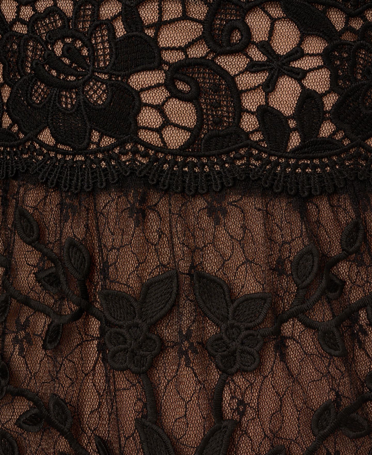 Женское платье Adrianna Papell V-Neck Lace Embroidered, цвет: Чёрный телесный — фото 7
