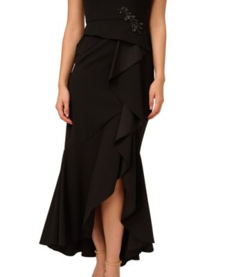 Women's Cascading-Ruffle Crepe Gown