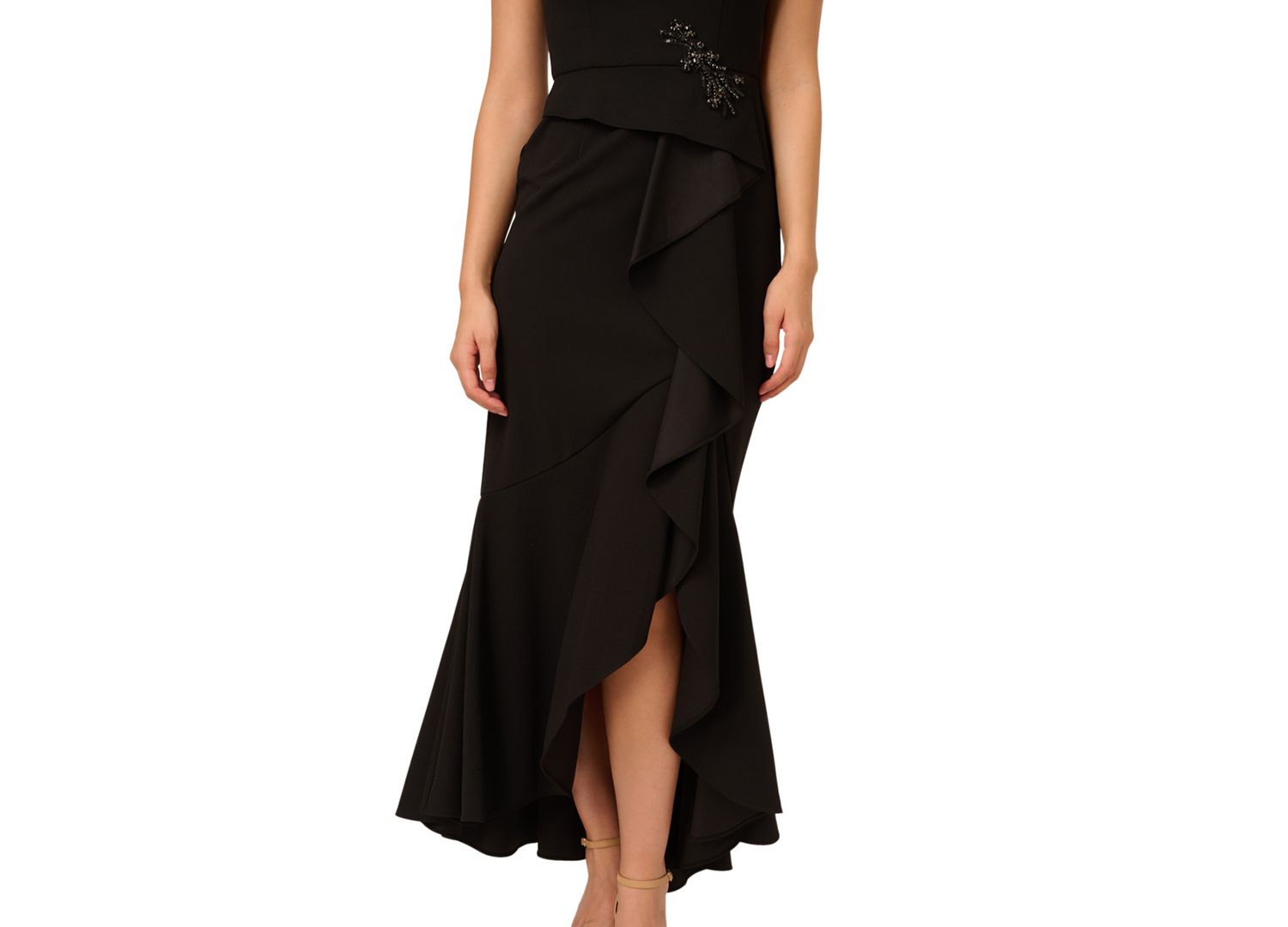 Women's Cascading-Ruffle Crepe Gown