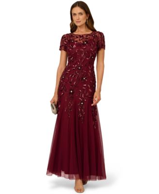 Adrianna Papel Women's Floral-Beaded Gown