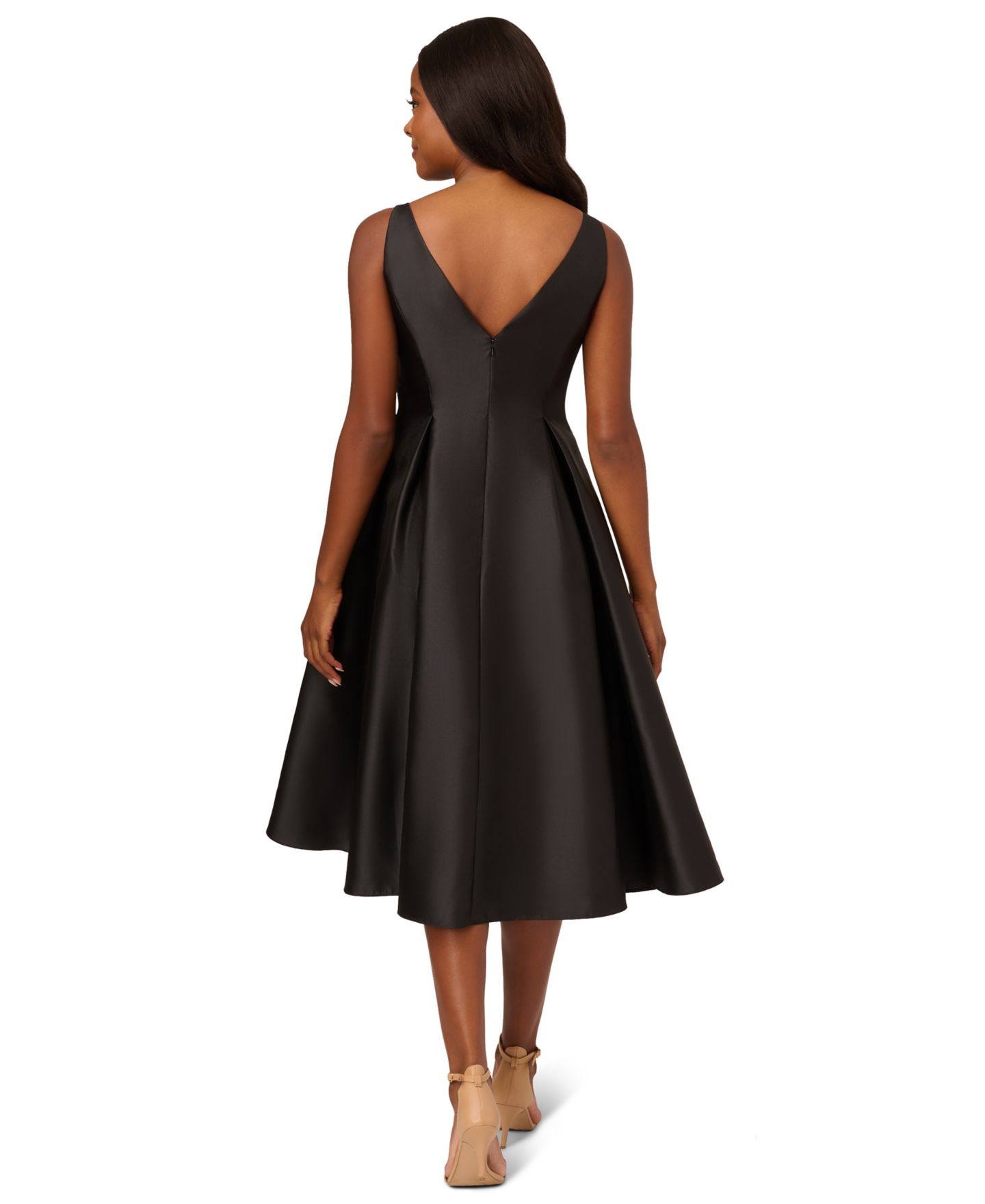 Женское платье Adrianna Papell Boat-Neck Fit & Flare Midi, цвет: Чёрный — фото 5