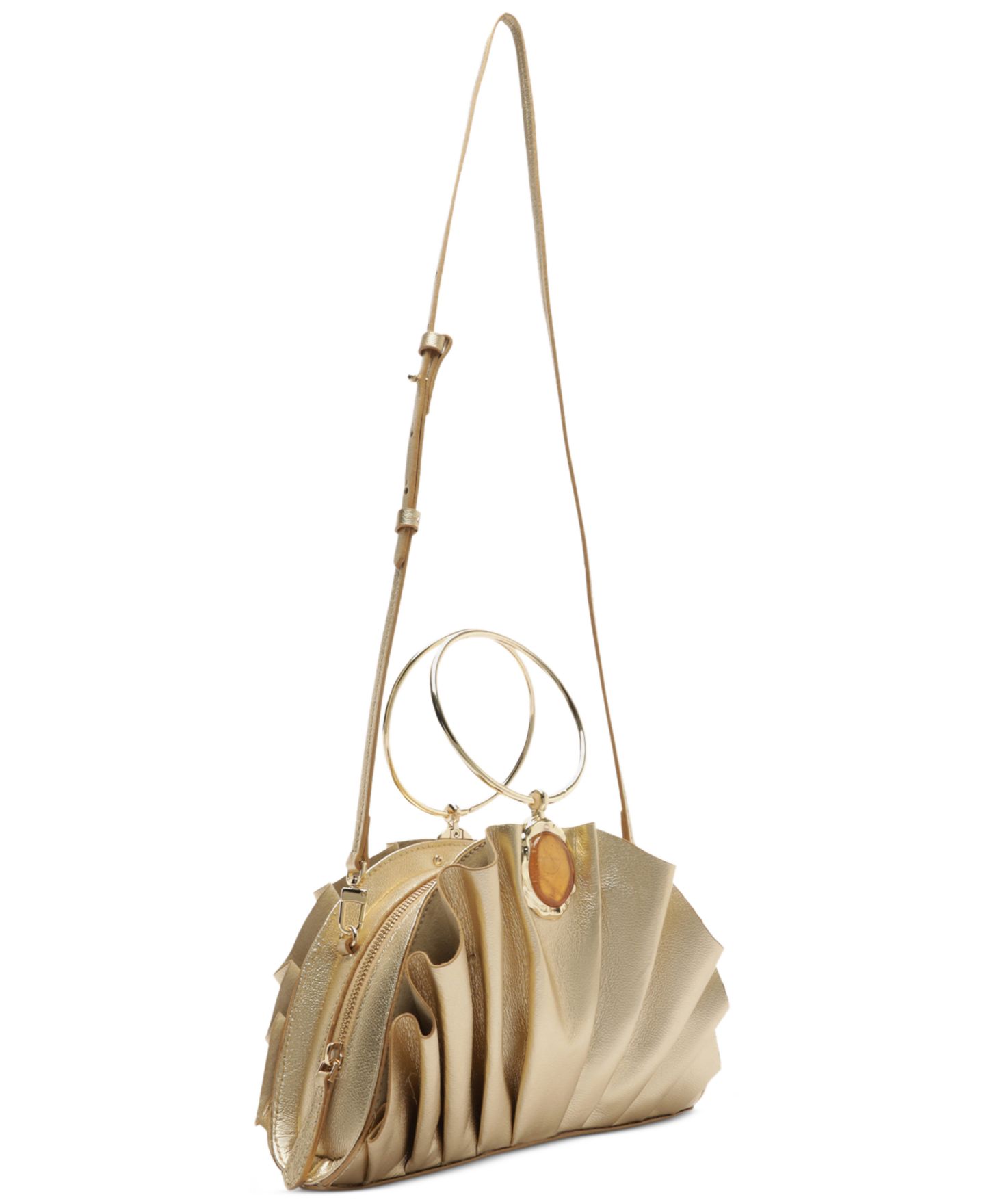 Женский клатч Arezzo Ravena Small Gold-Tone Ring Handle Clutch, цвет: Platino — фото 4