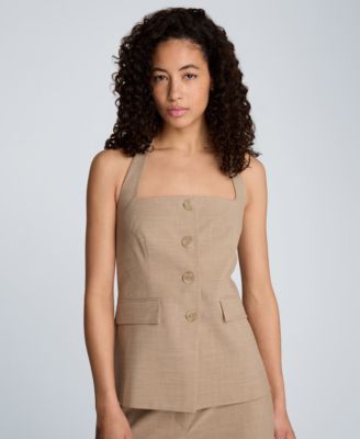 Women's Four-Button Halter Neck Vest