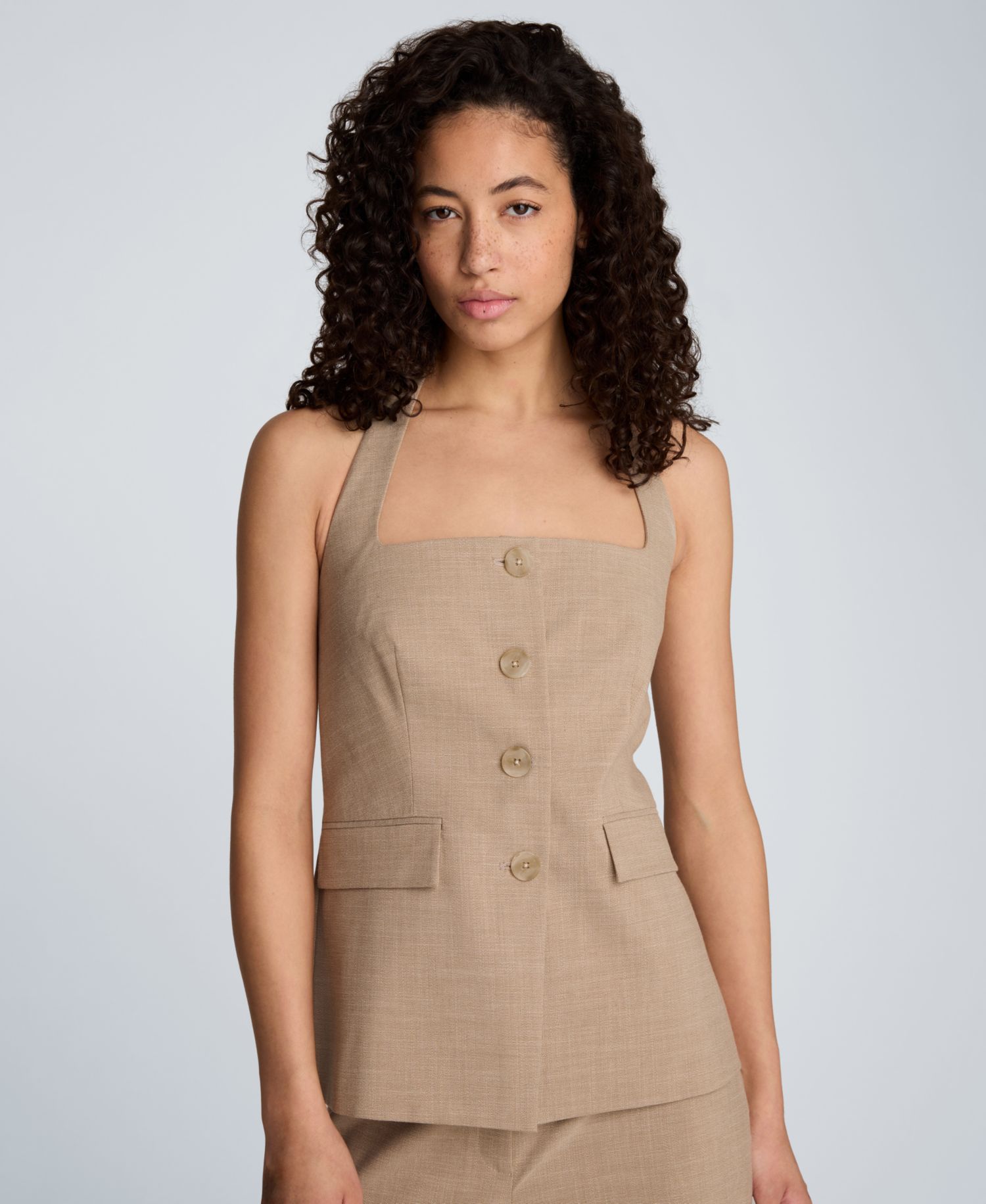 Women's Four-Button Halter Neck Vest