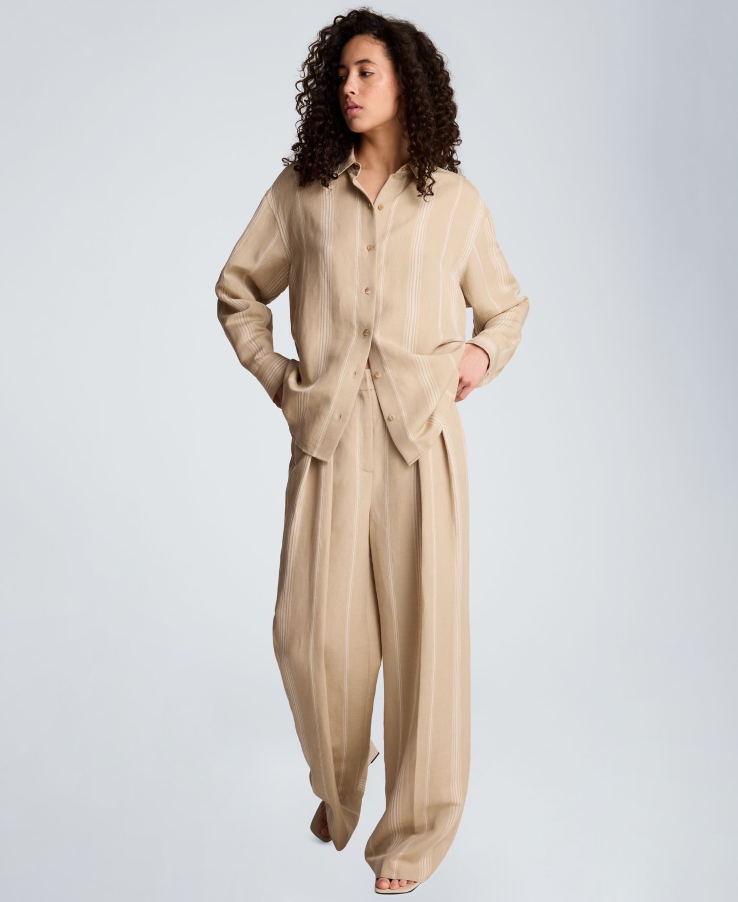Women's Drop Shoulder Linen Boyfriend Shirt