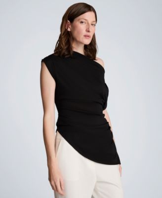 Women's Asymmetrical Drape Short-Sleeve Top