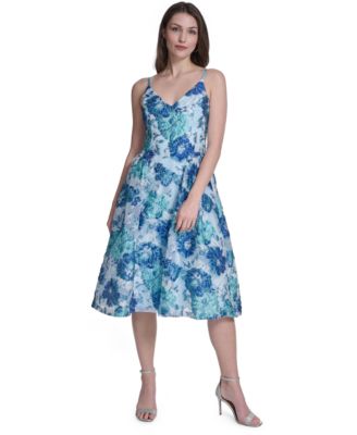 Women's V-Neck Printed Midi Dress
