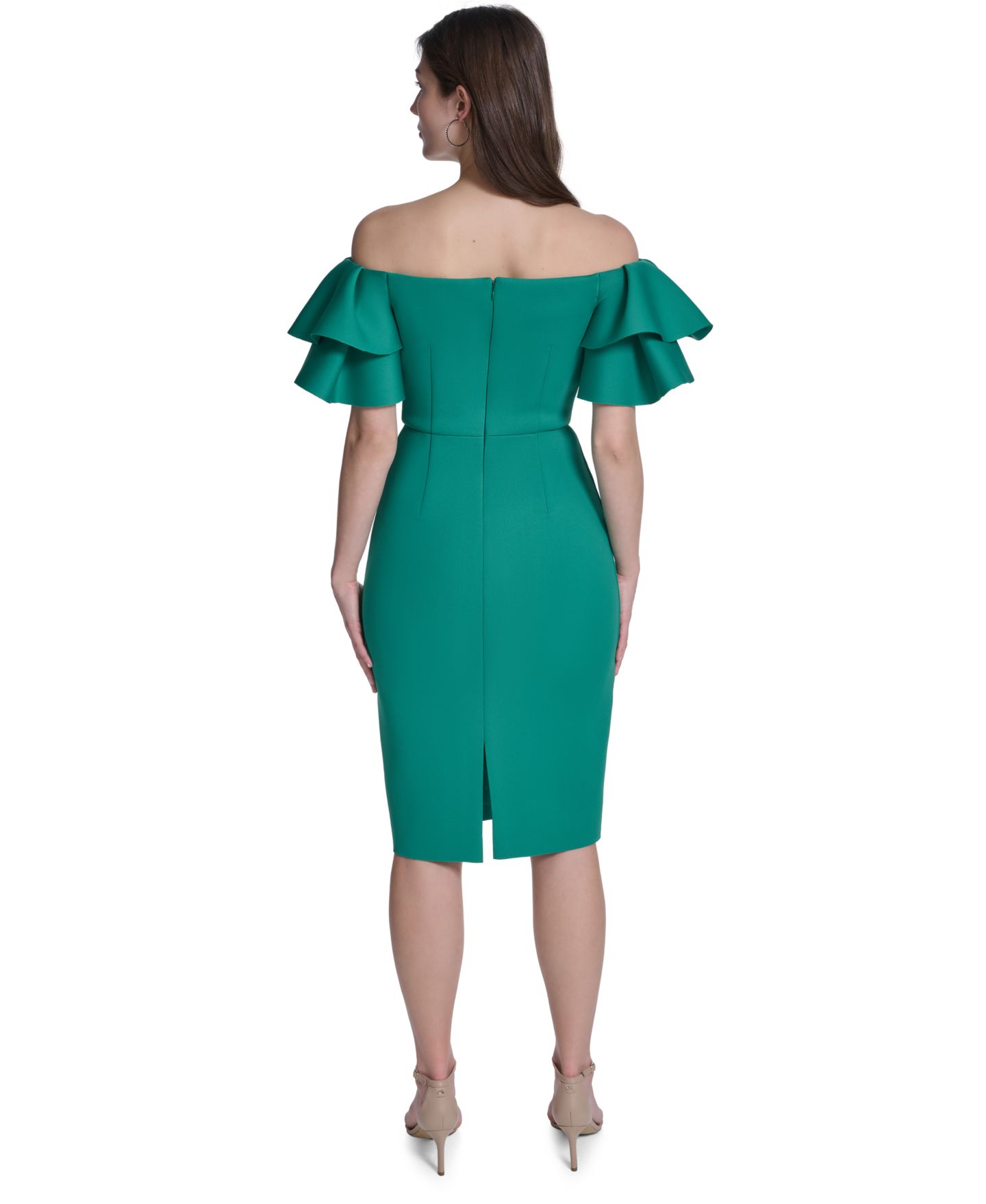 Женское платье Eliza J Off-The-Shoulder Sheath, цвет: Зелёный — фото 5