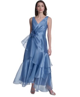 Women's Sleeveless V-Neck Ruffle Gown
