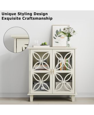 Freestanding Storage Cabinet With Tempered Glass Door