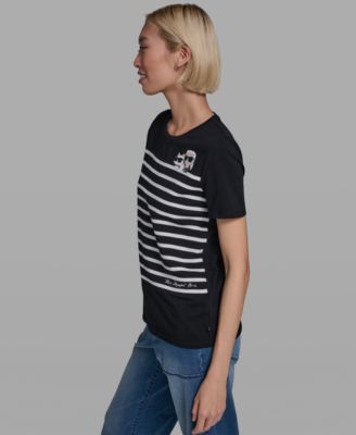 Women's Short-Sleeve Striped Logo T-Shirt