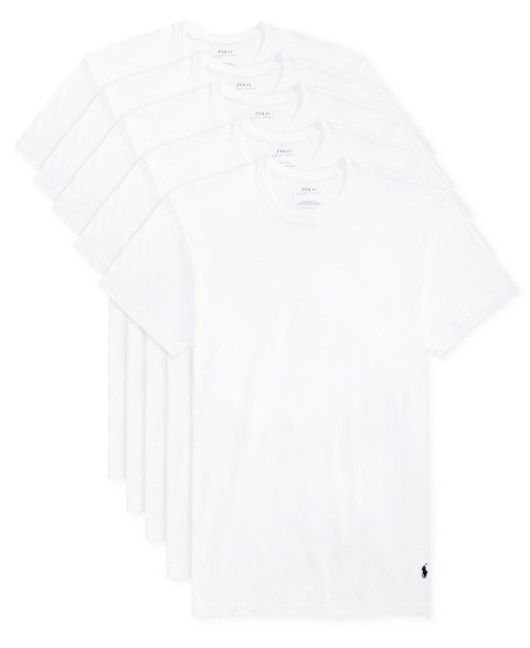 Мужские Polo Ralph Lauren Men's 5-Pack Slim Fit Classic Cotton Crewneck Undershirts