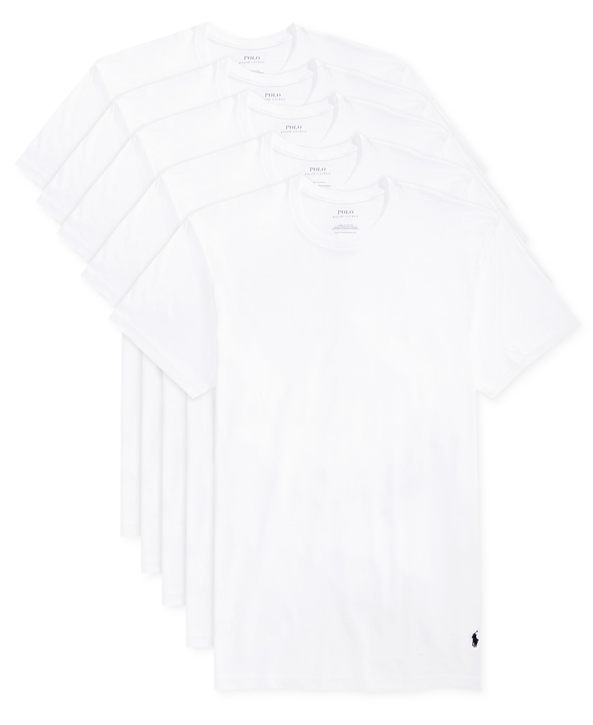 Мужские Polo Ralph Lauren Men's 5-Pack Slim Fit Classic Cotton Crewneck Undershirts — фото 1