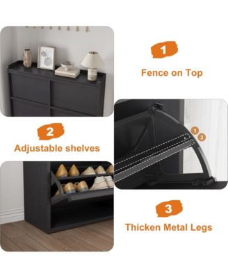 Shoe Cabinet with 6 Flip Drawers, Hidden Shoe Storage Organizer for Entryway, Wooden Shoe Rack with Adjustable Shelf