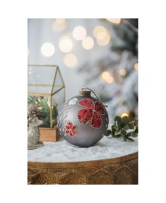 4.7" Glass Christmas Ball Ornaments Decorative Hanging Tree Ornaments Set of 4