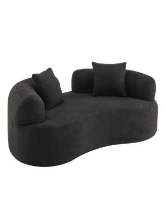  Curved Loveseat Sofa, Teddy Velvet, No-Assembly, 350 lbs Capacity