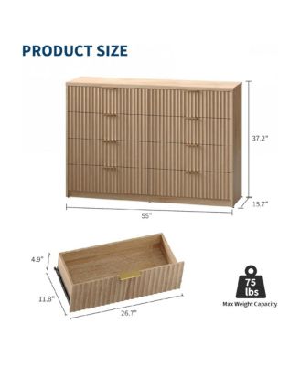 Modern 8-Drawer Dresser with Fluted Front