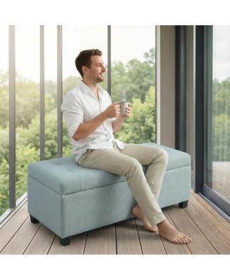 49.75" Furniture Baby Tufted Storage Ottoman Bench with Wooden Legs