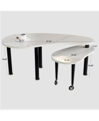 Contemporary rotatable cocktail table with solid rubber wood legs